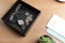 Jack Cube Leder Gummi Fingerschaber Untersatz Valet Tablett Aufbewahrungsfach Kosmetik Schreibwaren Organisator Auffangschale für Schlüssel, Handy, Geldbörse, Münzen, Schmuck und mehr (Braun)-MK206B