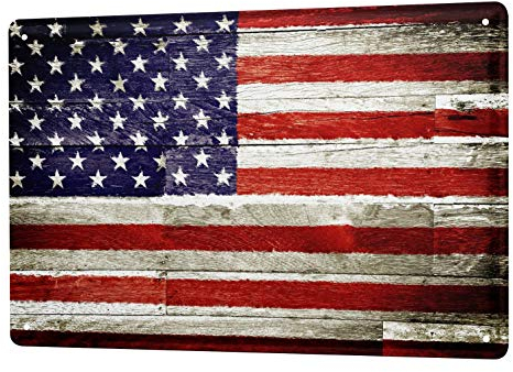 Blechschild Vintage Retro Metallschild Wandschild Blech Poster Welt Reise Flagge USA