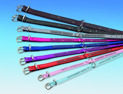 Nobby Halsband Crystal einreihig, Fuchsia/schwarz 32 cm (23-28 cm), 12/14 mm, 1 Stück