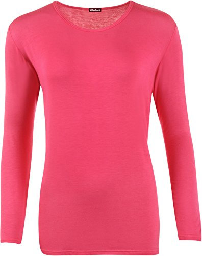 WearAll Ladies Long Sleeve T-Shirt Top Womens Plus Sizes Cerise 24/26