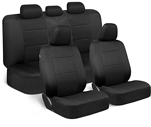 BDK PolyPro Autositzbezüge, komplettes Set in solidem Schwarz, vorne und hinten, Geteilte Sitzbank, einfache Montage, Innenbezüge für Auto, LKW, Van, SUV