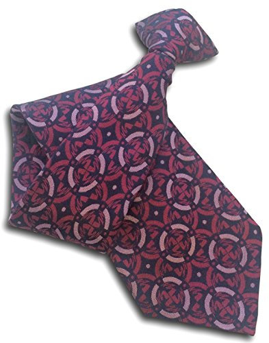 Corbata para hombre, 100 % seda, color azul marino con óvalos rosa fucsia, Azul marino, fucsia, rosa, Length: 20 inches