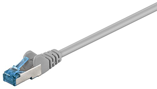Goobay Câble patch CAT 6a 92684 Câble Ethernet double blindage S-FTP jusqu'à 10000 Mbits, 500 Mhz, câble en cuivre sans halogène, connecteur RJ-45, contacts plaqués or, 0,5 m, gris