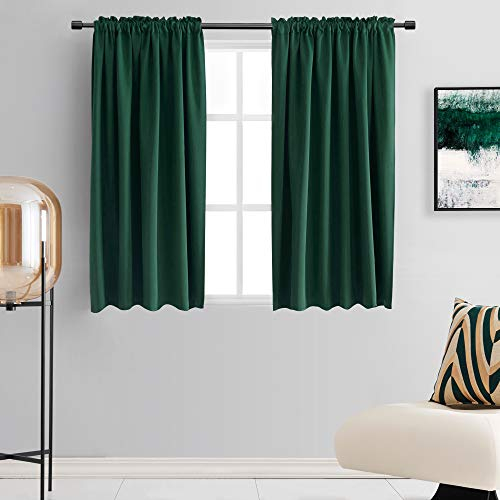 DONREN Hunter Green Verdunkelungsvorhänge für Schlafzimmer, wärmeisolierend, 107 cm breit, Vorhänge mit Stangentasche (106,7 x 114,7 cm, 2 Stoffbahnen)