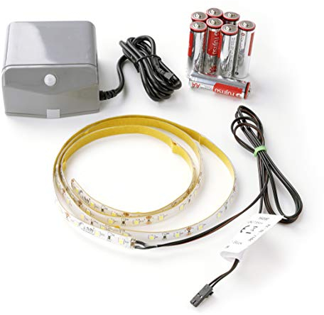 FACKELMANN LED ConturaLight Waschtisch Beleuchtung/Maße: ca. 110 cm breit/batteriebetriebene LED-Beleuchtung unter Waschtisch/austauschbares LED-Band/inklusive Bewegungsmelder mit Batterien