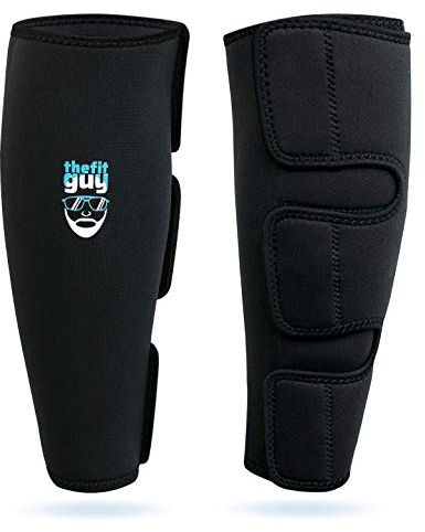 THEFITGUY Schienbeinschoner zum Gewichtheben, EasyWear – Keine Notwendigkeit, Schuhe auszuziehen, Tragen über Haut, Socken, Trainingshosen und Strumpfhosen, ultimativer Schienbeinschutz (Paar)