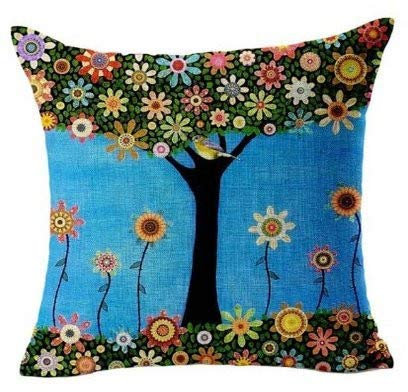 Xmiral Kissenbez黦e Kissenh黮len Blume Grafiken M鋎chen Gedruckte Polyester Kopfkissenbezug 45cm x 45cm(C)