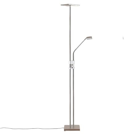 Lindby LED Stehlampe, Deckenfluter dimmbar, verstellbarer Lesearm, Standleuchte Metall, Standlampe Wohnzimmerlampe, Leselampe, LED-Deckenfluter