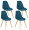 IDMarket - Lot de 4 chaises scandinaves Gaby Bleues en Tissu pour Salle à Manger
