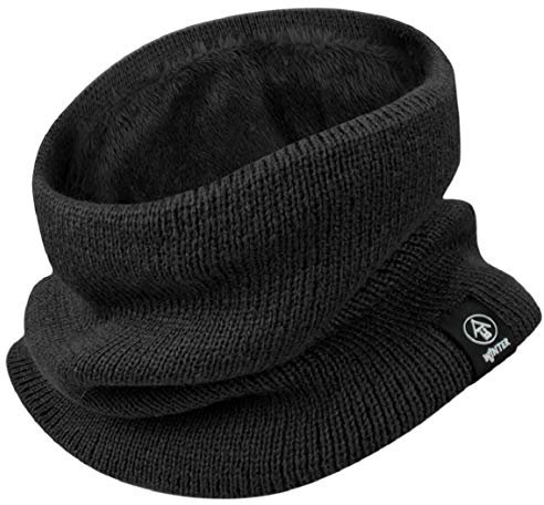 Yuson Girl Schlauchschal Damen Herren Winter Halsschlauch Dick Fleece Halswärmer Fleece Loop Schal Unisex Innenfutter Neckwarmer Multifunktionstuch Strickschal für Outdoor(Schwarz)