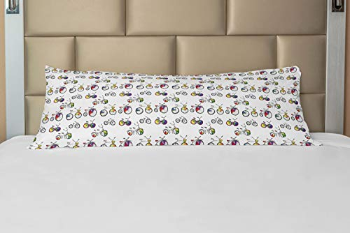 ABAKUHAUS Fahrrad Körper Kissenbezug mit Reißverschluss, Hochrad Tandem, Deko-Akzent Langer Kissenbezug, 53 x 137 cm, Mehrfarbig