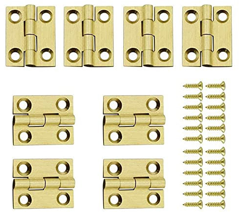 Jinyuanchao Lot de 8 mini charnières en laiton massif pour armoire à bijoux, boîte en bois, 3,8 cm, 6,3 cm
