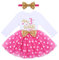 Kleinkinder Mädchen Mein 3. Geburtstag Kleid Baumwolle Langarm Gepunktet Tutu Tüllkleid A-Linie Prinzessin Partykleid mit Pailletten Schleife Stirnband 2tlg Set Fotoshooting Outfit Rose 3 Jahre
