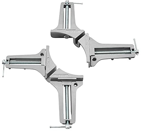 PONY 2-Piece 90 Degree Corner Clamp Set, Featured with 3’’ Maximum Opening, 200 lbs Clamping Force & 1/2’’ Clamping Height, Aluminum Alloy Body, Adjustable Right Angle Clamps for Multiple Projects