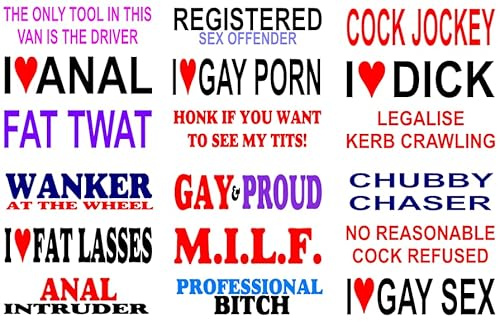 18 Rude Joke Small Stickers Decals 18mm x 68mm Approx Perfect On Number Plates Car Bike Van Camper Bumper Sign Decal Made In Yorkshire By 1st-Class-Designs
