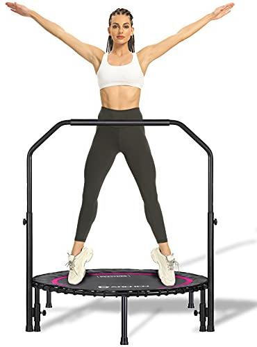 Darchen 200 kg Mini-Trampolin für Erwachsene, kleines Rebounder-Übungstrampolin für Training, Fitness für leises und sicher gepolstertes Sprungverhalten, [100 cm] (550FHB-RoseRed)