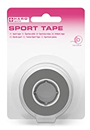 Haro sports Sport-Tape schwarz 5 m x 3,8 cm 1 Rolle Tape-Verband unterstützt die Bänder beim Sport, extra starke Klebkraft, hautfreundlich, rutschfest, wasserabweisend, Allround Sporttape