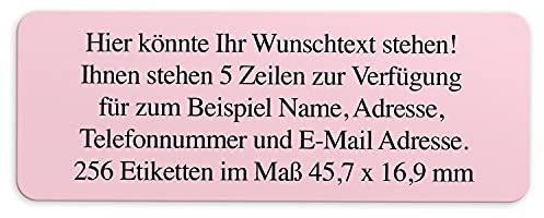 Adress-Aufkleber | PERSONALISIERT | 256 Stück | kleine Etiketten mit Wunsch-Text - Farbe Rosa | für Namen und Adressen