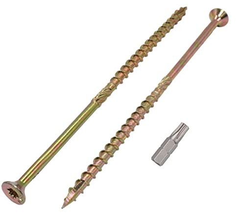 Marcopol (18 Stück) gelb verzinkter Stahl 6,0 x 180 mm Holzschrauben Torx Kopf Typ 17 Senkkopf Spanplattenschrauben (18, 6,0 x 180 mm)