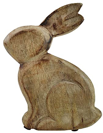 mitienda mit Liebe gemacht Handgemachter Osterhase Charly aus Holz 20cm, Hase sitzend, Osterdeko zum Aufstellen