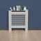 FATIVO High Radiator Cover Wood Cabinet: 92cm Height Grey Small Heater Covers Horizontal Slat Internal Heights 90cm Tall Radiator Shelf Thicken MDF Wooden Bedroom Hallway Wall Cabinets Living Room