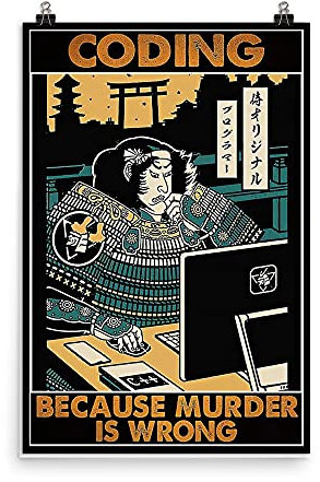 Krouterebs New Coding Because Murder is Wrong Blechschild für Zuhause und Küche, Bar, Männerhöhle, Café, Garage, Wanddekoration, 30,5 x 20,3 cm