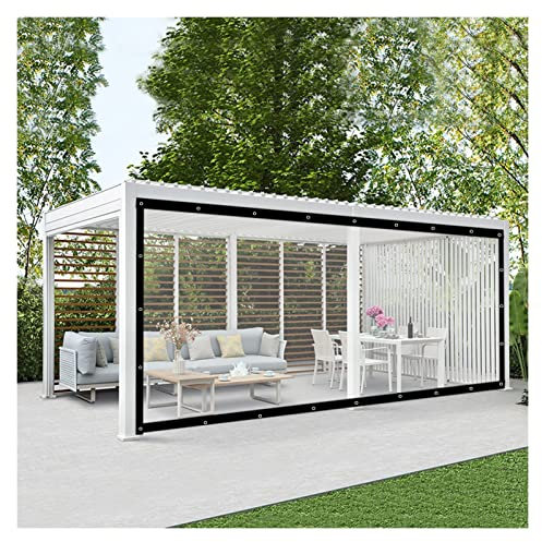 AWSAD Rideaux Imperméables Extérieurs Bâche en Plastique avec Perforations Rideaux Transparents de PVC, pour Pergola, Jardin Imperméabiliser, Personnalisable 2.4x8m/7.87x26.24ft
