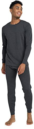 LAPASA Herren 100% Merinowolle Thermounterwäsche Set, Premium Merino Wolle Unterhemd & Unterhosen, Thermo Funktionsunterwäsche M126, Dunkelgrau (Extra warm M126), M