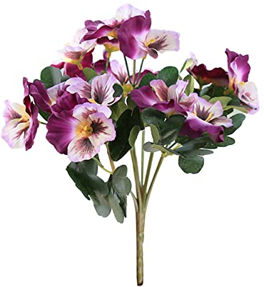 Fiauli 1 Pieza de Pensamiento de Flores Artificiales, Flores Artificiales Decorativas florecientes de un Solo Tallo, Nunca se desvanecen DIY Etapa Fiesta hogar Boda artesanía decoración Violeta