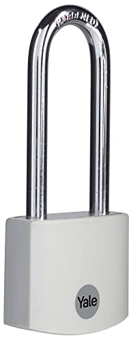 Yale - YE3B/38/156/1/GR Standardsicherheit 38 mm Aluminium Vorhängeschloss mit langem Bügel - Grau - langer Bügel aus gehärtetem Stahl - 3 Schlüssel