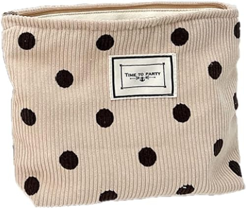 Kosmetiktasche Damen Reise Zubehör Kosmetiktasche Multifunktionale kulturbeutel Tragbare Reisekulturtasche, Makeup Organizer Cord Waschtasche,für Frauen und Mädchen(Beiger Punkt