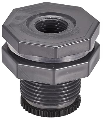 M METERXITY 1 Set PVC Passaparete Raccordo - Passaparete Filettato Acqua Serbatoio Connettore, con Spina Raccordo, Applica a Acquari, Secchiello per Pioggia, (Filettatura G1/2, Grigio)