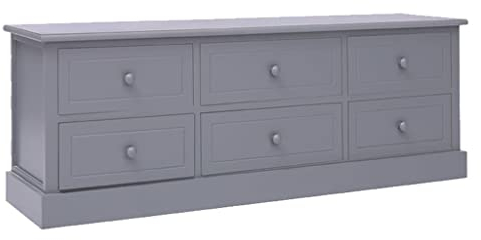 Youuihom TV-Schränke für Wohnräume, Moderne TV-Schränke mit Stauraum, TV-Schrank Dunkelgrau 108x30x40 cm Massivholz Paulownia Geeignet für Wohnzimmer, Unterhaltungsraum, Schlafzimmer, Hotel