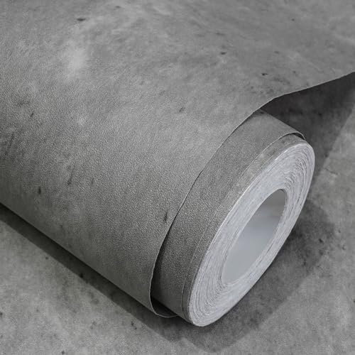 WADILE Betontapete Zement-Kontaktpapier 3D Matt Strukturiert 40 x 900 cm Tapete zum Abziehen und Aufkleben, Selbstklebend Wasserdicht und Entfernbar, Dunkelgraue