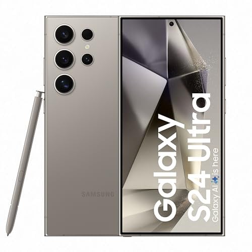 Samsung Galaxy S24 Ultra 5G AI Smartphone con Galaxy AI (gris titanio, 12 GB, 512 GB de almacenamiento), Snapdragon 8 Gen 3, cámara de 200 MP con motor ProVisual y batería de 5000 mAh