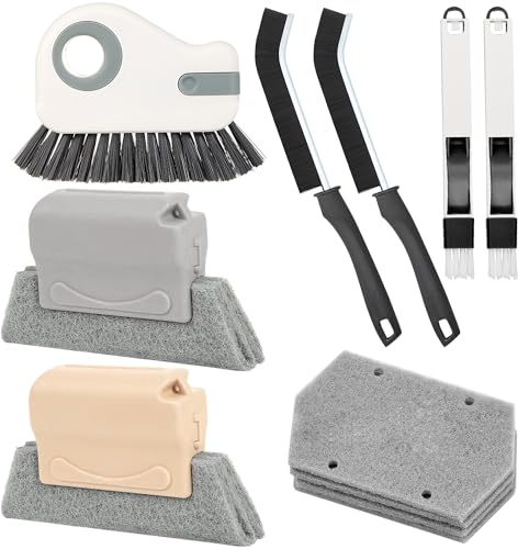 ZSMJAER Juego de 7 cepillos para intersticios y 3 hisopos de Repuesto, Cepillo Suave, Cepillo de Limpieza, Ideal para el baño, el Inodoro, la Cocina o Cualquier Ranura de Ventana