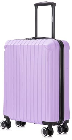 R.Leone Valigia Trolley Bagaglio a mano 55x40x20cm Rigido Ultraleggero in ABS 4 Ruote Autonome 3N (2208 55X40X20cm, Lilla)