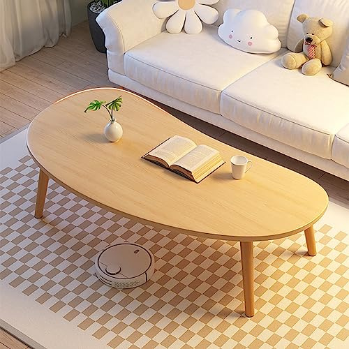 Kleiner Couchtisch Moderner Couchtisch Rustikaler Bauernhaus-Couchtisch Ovaler Mid-Century-Couchtisch Retro-Akzent-Mitteltisch für Wohnzimmer Einfache Montage, Holzfarbe, 80 * 40