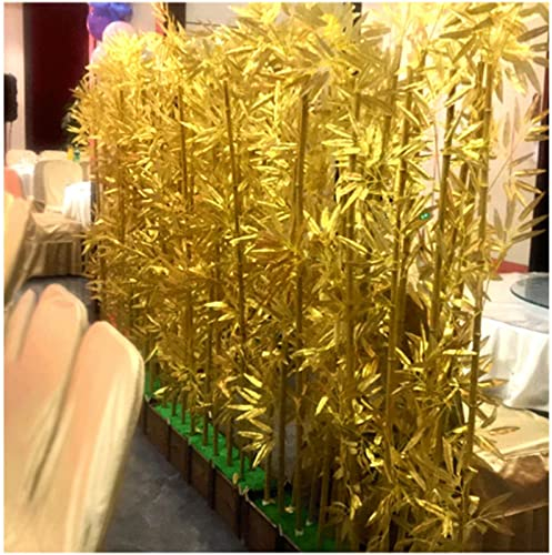 XMDEUR Raumteiler Simulation Bambus Gold Faux Pflanzen Innen Außen Ornamente, Künstlicher Bambus für Hochzeitsbühne Eröffnungsparty, 2,6 3,2 3,9 4,9 5,9 Fuß hoher Bambus (Farbe: 80 cm H Bambus, Grö