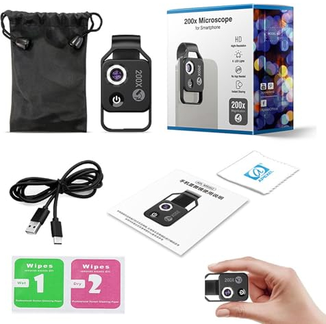1 Stück Nano Zoom, Nanozoom 200, Nano Zoom für Smartphone, Nanozoom für Phone, Nanozoom 200 für Handy Nano Zoom für Handy,Smartphone Mikroskop Handy Mikroskop (Black)