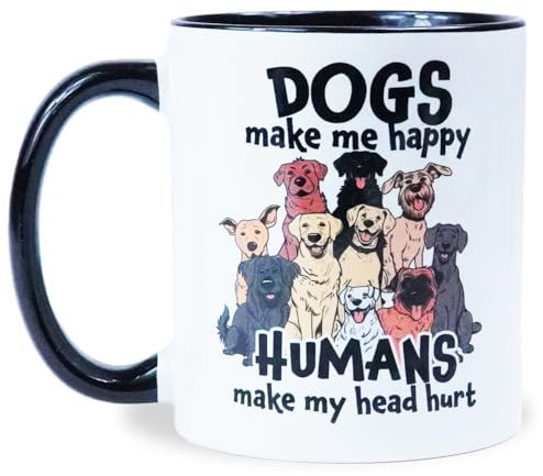 Reactive Brands MUGEMS 'Dogs Make ME Happy' - Funny Coffee Mugs - Dog Lovers - Unique Coffee Cup - Tea Birthday Gift - 11oz Microwave Safe - Ceramic Cup for Valenties Secret Santa