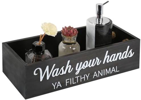 CuffUp Bathroom Decor Box, Toilet Paper Basket 2 Sides Signs Farmhouse Bathroom Basket Toilet Basket Tank Topper Rustic Farmhouse Home Decor for Livingroom Kitchen（One Black Box）