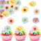Catelves Gänseblümchen Tortendeko Essbar,48 Stück Essbare Blumen für Torte,Essbare Blüten Cupcake Topper Geburtstag,Blumen Deko Torte Essbar,Blumen Kuchen Deko Essbar Papierblumen für Hochzeit Taufe
