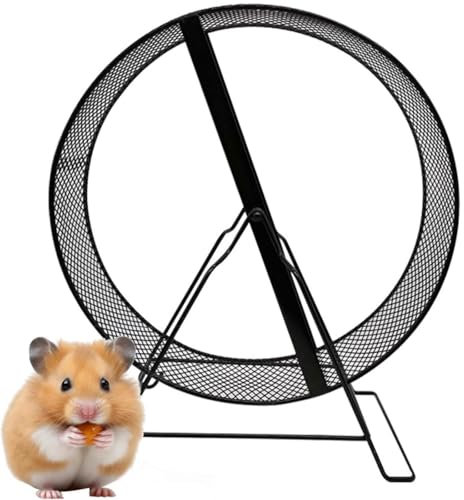 Leises Metall Laufrad Mit Ständer Mäuse Hamster Mäuserad Hamsterrad Hamsterlaufrad Hamster Laufrad Eisenrad - Laufspielzeug Für Hamster Igel Rennmäuse Mäuse Andere Kleintiere (Schwarz, S)