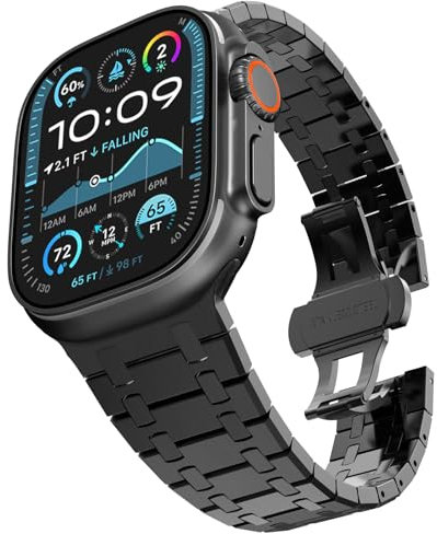 KADES 49mm 46mm 45mm 44mm Kompatibel mit Apple Watch Armband,Edelstahl Gliederarmband Ersatzarmbänder Geeignet für Apple watch Ultra 2 armband,Ultra 49mm,Series 10/9/8/7/6/5/4/3/2/1/SE,Schwarz
