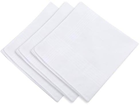 Piriuuo Lot de 3 mouchoirs blancs pour homme, en coton biologique, 40 x 40 cm, mouchoirs doux en pur coton, pour homme et femme, Blanc., 40 * 40 cm