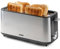 DOMO DO967T Toaster Langschlitz 4 Scheiben - 3 Funktionen: rösten, auftauen, abbrechen - 7 Temperaturstände - Kabelaufbewahrungsfach - Edelstahl - 1350 W - Silber/Schwarz