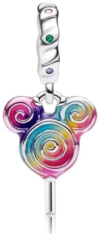 RMMY 925 Sterling Silber Perlen Regenbogen Lollipop Anhänger Charm für Armband Halskette Weihnachten Muttertag Schmuck für Frauen mit Zirkonia