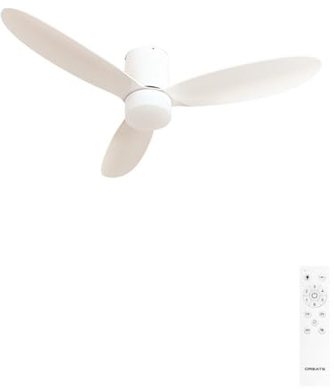 CREATE / WIND LITE/Ventilador de techo con luz blanco con mando / 40W, Silencioso, Ø132 cm, 6 velocidades, programable, función verano-invierno, luz led 3 temperaturas
