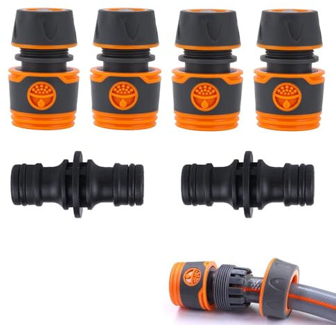 Lot de 4 raccords de tuyau 13 mm avec 2 raccords de tuyau 1/2 pour famille, jardin